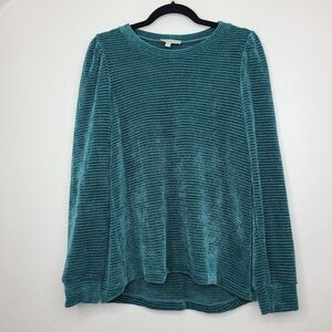Status By Chenault Top Long Sleeve Scoop Neck Puffed Sleeve Soft Teal Size Large